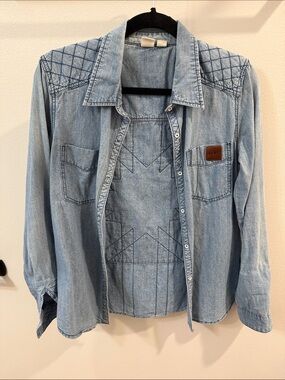 Roxy Light Blue Denim Button-Up Shirt
